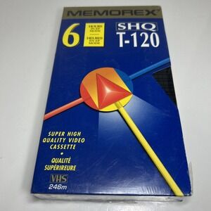 MEMOREX SHQ T-120 Blank VHS‎ Tape 6 Hours Video Cassettes (New, Sealed)
